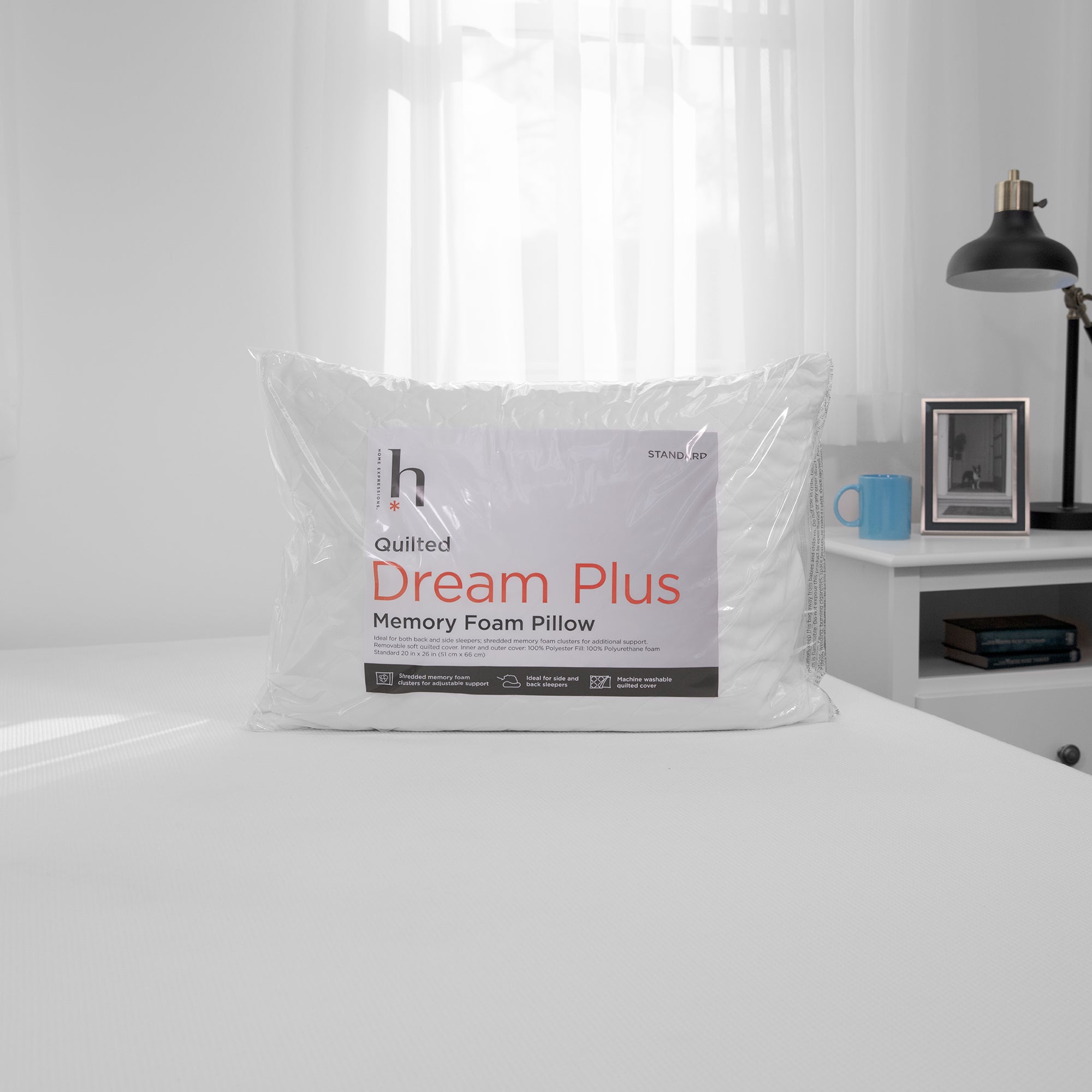 Home Expressions Dream Plus Quilted Memory Foam Cluster Pillow sweetvalues